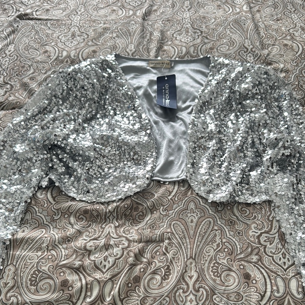 Silver Sequin Bolero Jacket